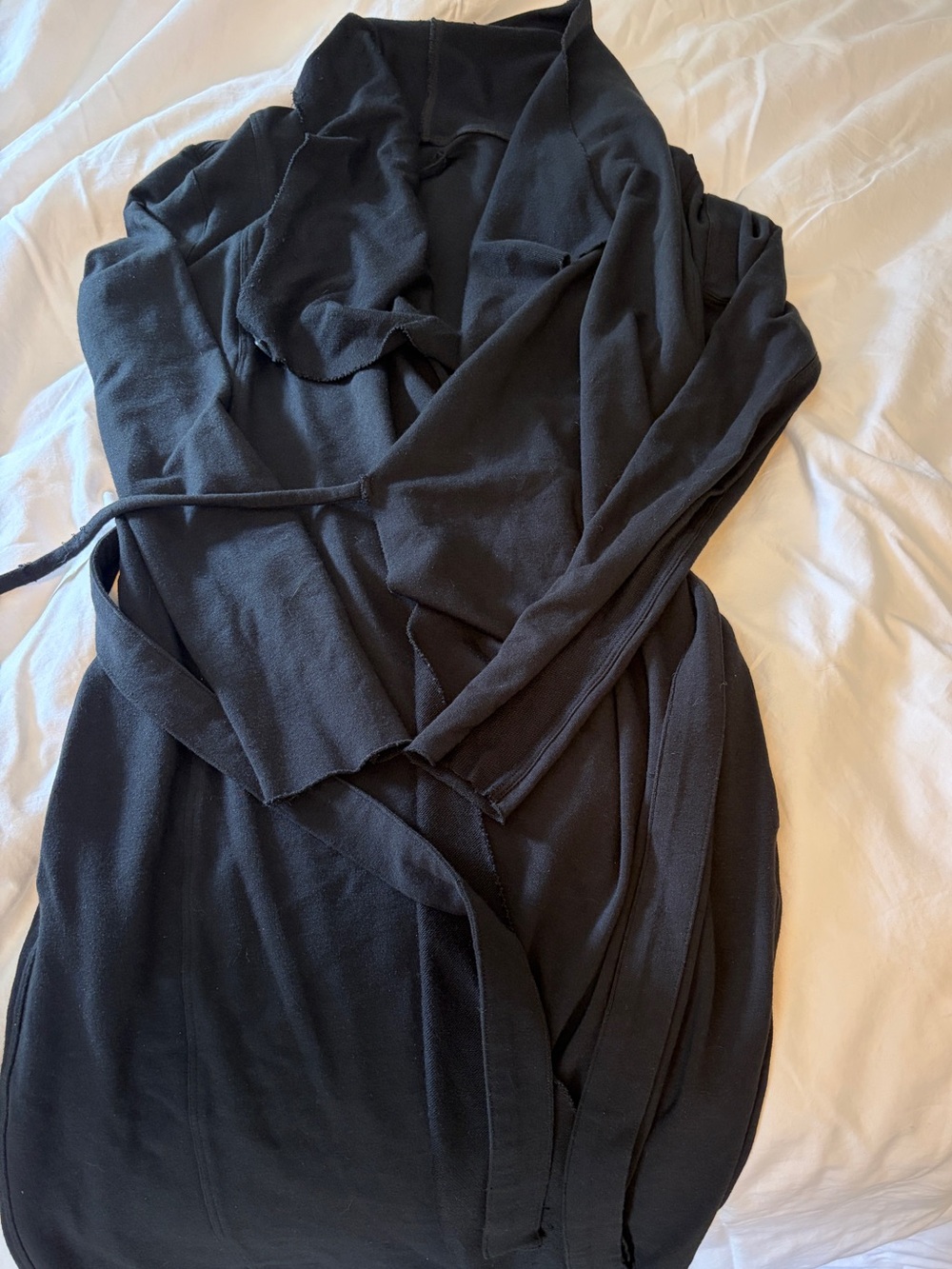 lunya Black Long-Sleeve Wrap Dress with Tie
